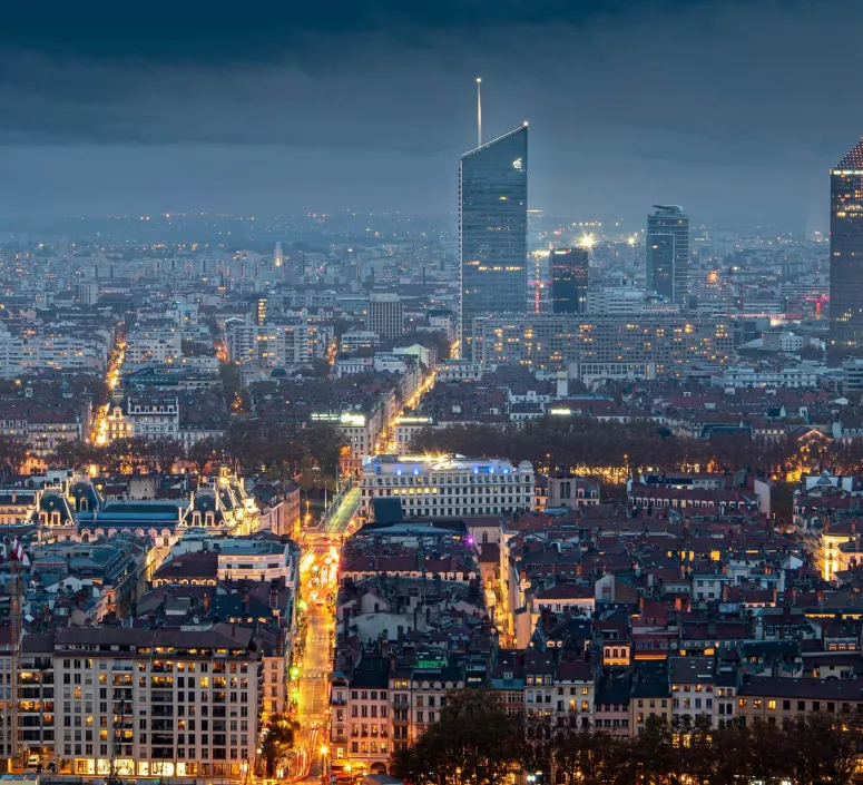 Ville de Lyon Lumières Nuit Trafic